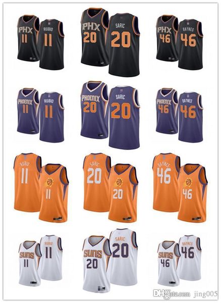 

mensÂ womensÂ youth phoenix suns 11 ricky rubio 20 dario saric 46 aron baynes black white orange custom basketballÂ jerseys, Black;red