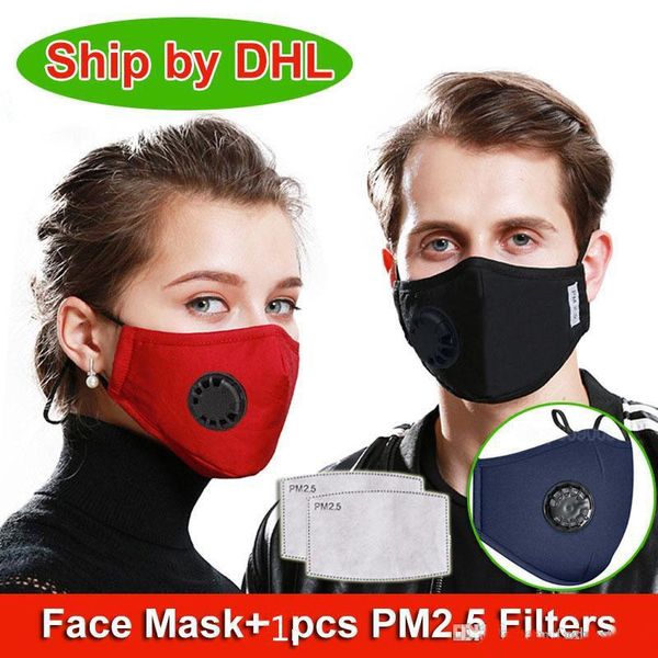 

24h DHL Shipping, Face Mask Reusable Mask Filtration Breath Valve Protect Masks For Dust Washable Particles Pollution Anti Dust PM2.5