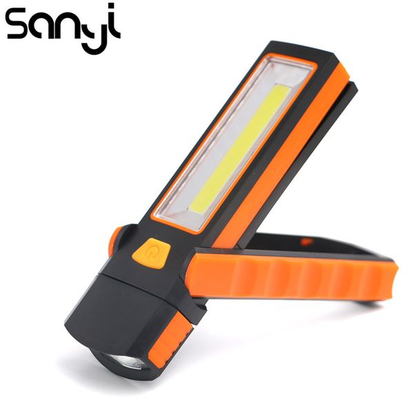 

adjustable cob led work inspection light hand torch lamp magnetic camping tent lantern with hook magnet use 4*