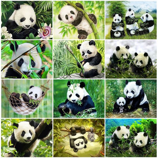 

huacan diy diamond painting 5d panda animal full square diamond art embroidery home decor sale