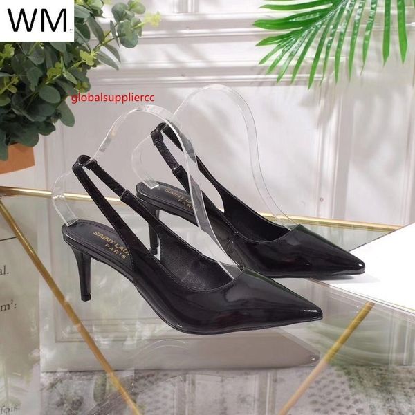 

new black patent leather exposed heel pointed high heels women high heels sandals slippers mules slides pumps shoes sneakers dress, Black;green