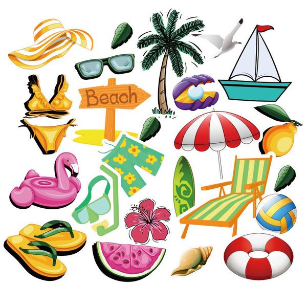 

5 sets=250pcs summer beach waterproof sticker trolley case guitar cup sticker