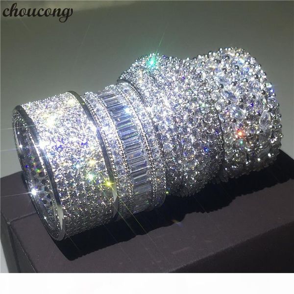 

choucong 6 стилей luxury promise ring 925 silver diamond обручальное обручальное кольцо кольцо для женщин мужчину ювелирных изделий, Slivery;golden