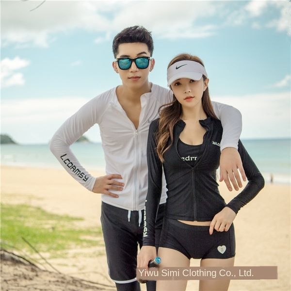

dwory korean lc new women's split long sleeve zipper sunscreen quick-drying surfing diving diving suit snorkeling suit men's jelly, Gray;blue