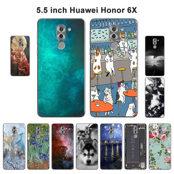 

phone case for huawei honor 6x cases 5.5 inch back cover scenery painted for huawei honor 6x gr5 2017 mate 9 lite silicone