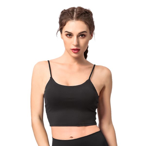 

thin shoulder strap yoga sports bra female sling beauty back running fitness sports ladies underwear black, White;black