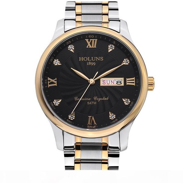 

reloj de lujo holuns mens watches luxury full stainless steel strap quartz mens watches casual simple male wristwatches montre de luxe, Slivery;brown