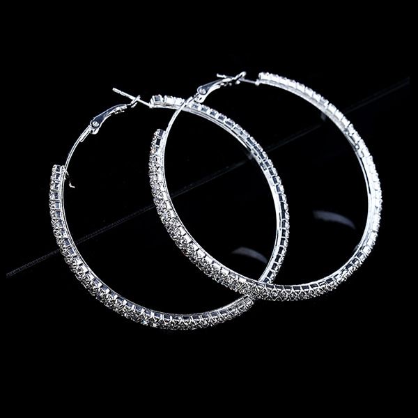 

fashion big crystal earrings hoops large hoop earrings silver oorbellen rond creoles for women circle jewelry wedding party accessories, Golden;silver