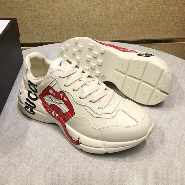 

womens shoes fashion sneakers breathable footwears trainers with box chaussures pour femme comfort womens rhyton sneaker casual shoes lady, Black