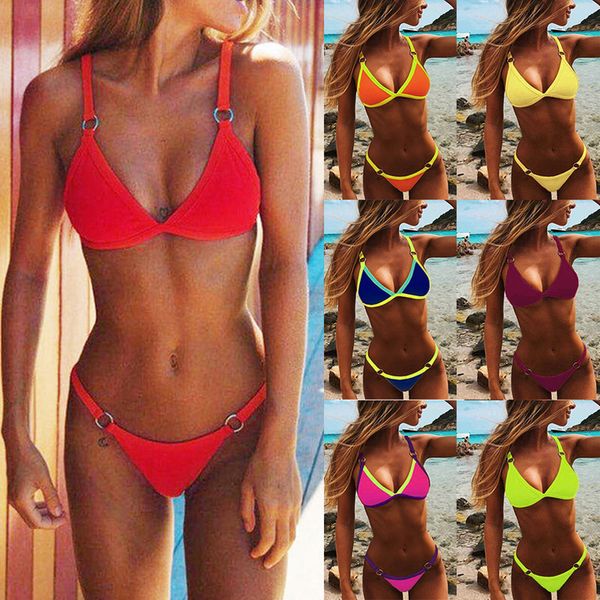 

2020 thong micro bikinis women swimsuits solid push up swimwear female bikini set brazilian biquini solid bathing suit, White;black