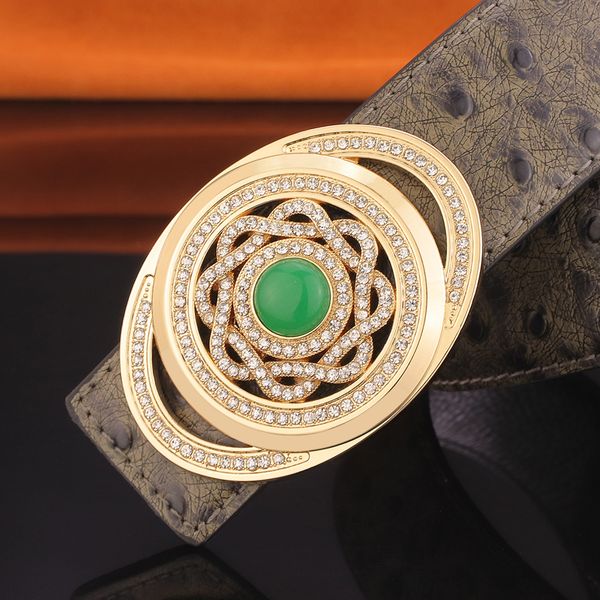

green jade buckle belt men luxury blue pattern buckle waist straps fashion 3.8cm slide casual wear cinto masculino, Black;brown