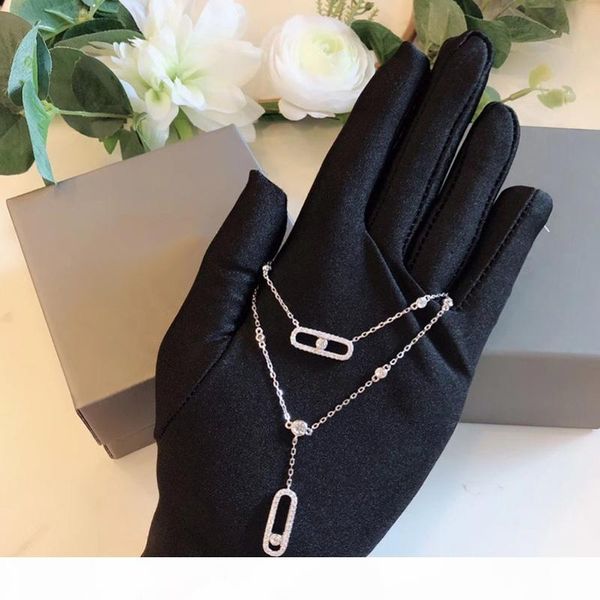 

brand pure 925 sterling silver jewelry for women beach necklace slide stone drop pendants move stone design summer neckalce