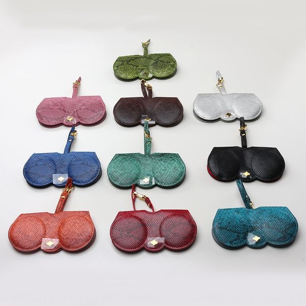 

new snakeskin bag portable fashion box cute sun protective cover women's clip caseprotective case glasses case men's glasses bag, Blue