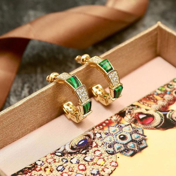 

Fashion brand Titanium steel jewelry women Snake earring Metal women love earrings Gold green Set auger crystal earrings jewelry wholesale