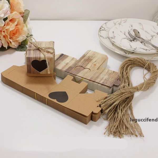 

diy small kraft gift candy box birthday wedding party favor vintage gift boxes packaging supplies with rope 100pcs