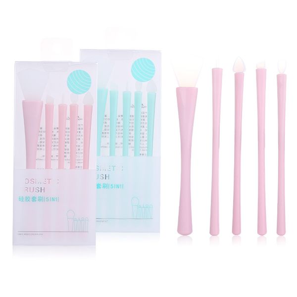

5packs/set recommended by makeup artist multi-function easy access soft brush head wholesale eye shadow eyeliner and mask silicone brush