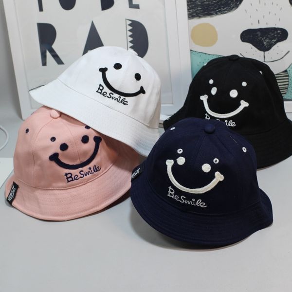 

mr0jz korean style parent-child smiling face letter basin foldable sun versatile black fisherman for boys and girls bucket hat bucket hat su, Blue;gray