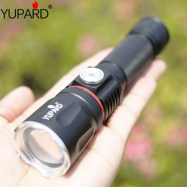 

flashlights torches yupard t6 led multifunctional zoom usb rechargeable powerful cob camping light tail magnet work +18650 battery