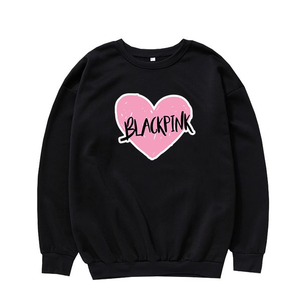 

autumn winter coat kpop blackpink female sweatshirt harajuku fashion graphic pullover hip hop loose leisure hoodie, Black