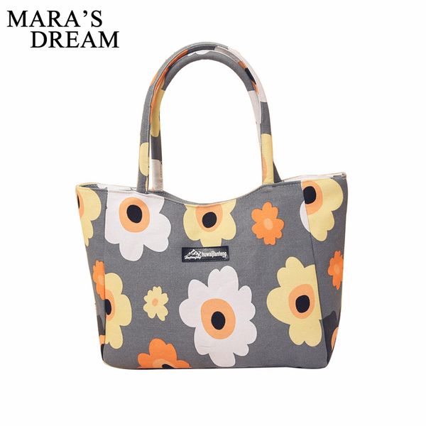 

mara's dream ladies single shoulder beach bags waterproof canvas zipper foldable floral printed stirp shopping bag tote women