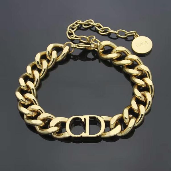

luxury designer jewelry men bracelets gold thick chain bracelet with letter d stainless steel bracelet and necklace sets fashion link, Black