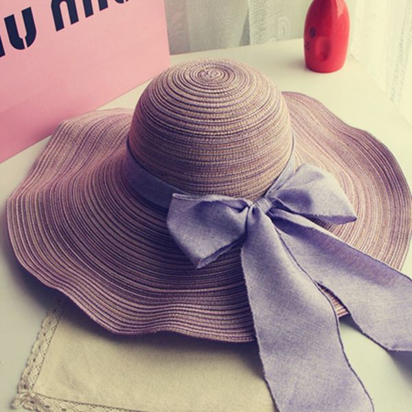 

new new korean style large eaves straw cotton yarn straw sunscreen breathable sun hat outdoor sunscreen hat, Blue;gray