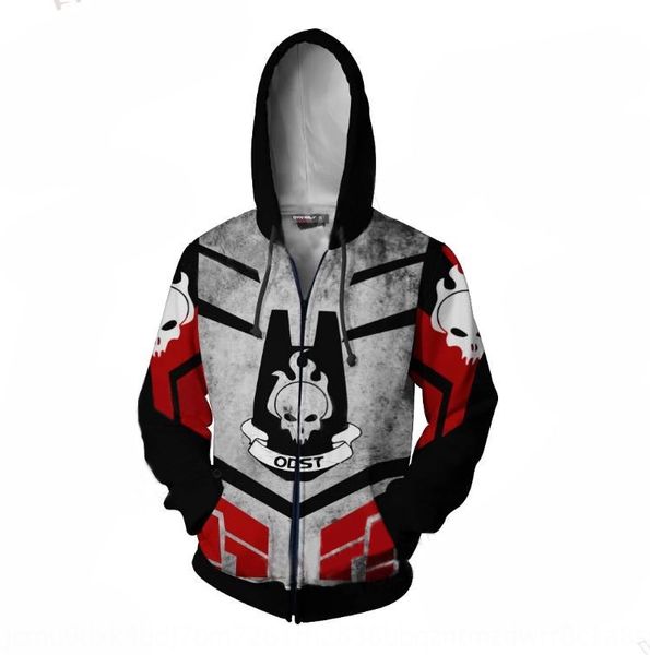 

door game halo halo series peripheral 3d printing sweater hoodie digital sweater digital zipper pullover hoodie cosplay, Black
