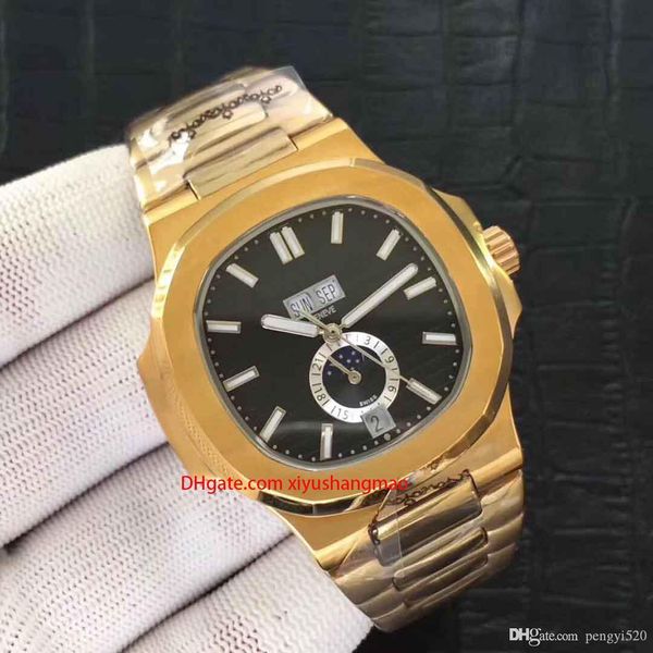 

high-end men's mechanical watches nautilus 5726 series high-end men's mechanical watches, sports series, golden stainless steel au, Slivery;brown