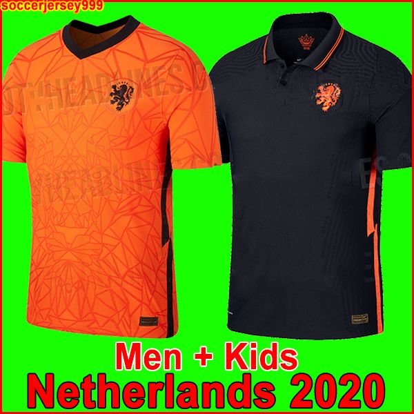 

netherlands soccer jersey euro 2020 2021 de jong holland football shirts 20 21 strootman memphis promes men + kids kit uniforms, Black;yellow