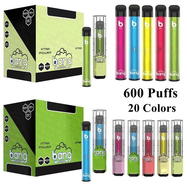 

Новые Банг XL Одноразовые Vape Pen 600Puffs Предварительно заполненные 2мл картриджи Бобы 450mAh Аккумулятор Испаритель Банг XL Xtra устройств Starter Kit