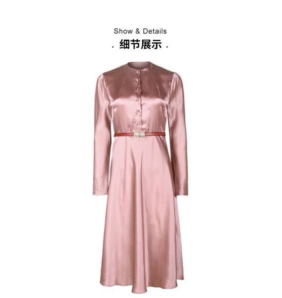 

casual dresses high grade acetate satin dress elegant aging pink, Black;gray
