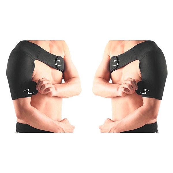 

shoulder support brace back guard strap wrap belt band pads single shoulder adjustable breathable sports care guard protect supp, Black;blue