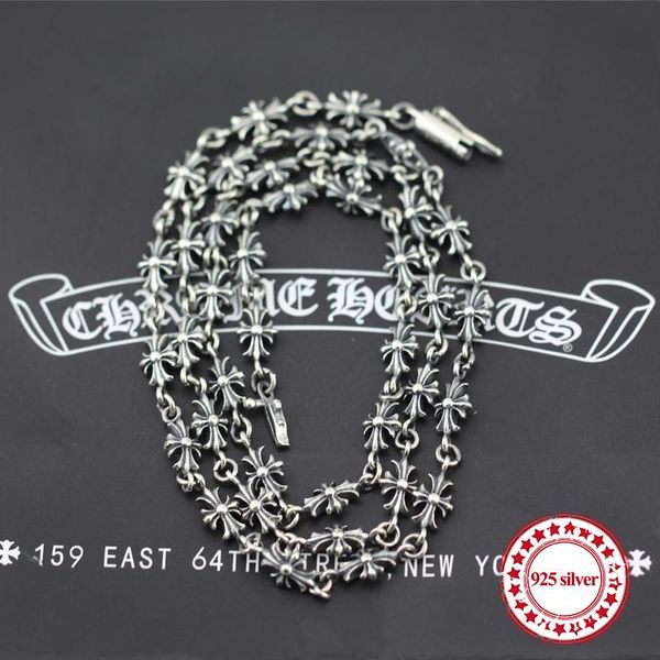 

S925 sterling silver necklace cable chain simple cross classic accessories long domineering couple send a gift to lover