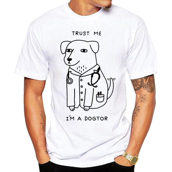 

men's t-shirts est design trust me i'm a dogtor t shirt dog funny brand t-shirt punk hip hop rock tee, White;black