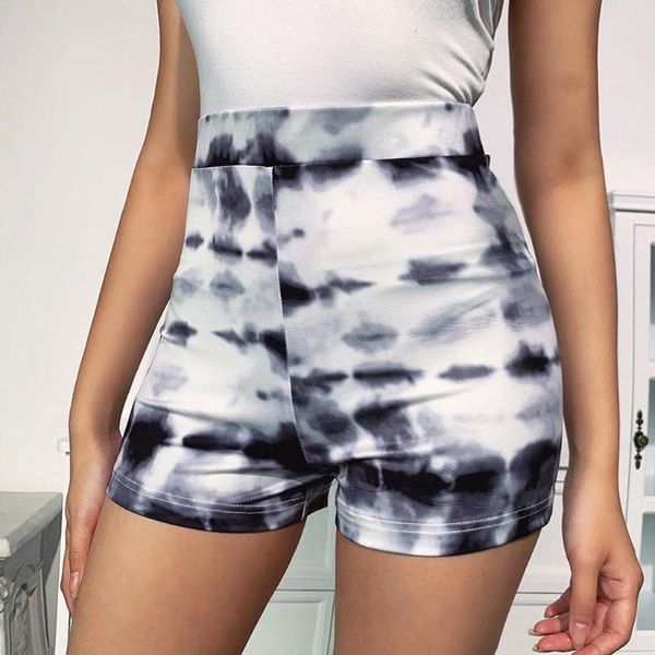

женщины summer shorts повседневная tie-краситель печати эластичный пояс спорта байкер шорты данна weibliche lauf gym kleidung, White;red