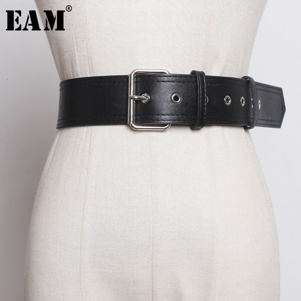 

eam] pu leather black buckle split long wide belt personality women new fashion tide all-match spring autumn 2020 19a-a294, Black;brown