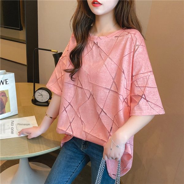 

9i3ug женская 2020 нового корейского стиля рыхлых летом футболка футболка с короткими рукавами модного западного стилем верхней половины рук, White