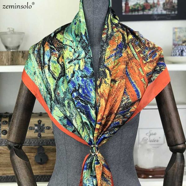 

women silk scarf hijab square neck scarves shawls lady foulard bandana head band large handkerchief 2020 fashion, Blue;gray