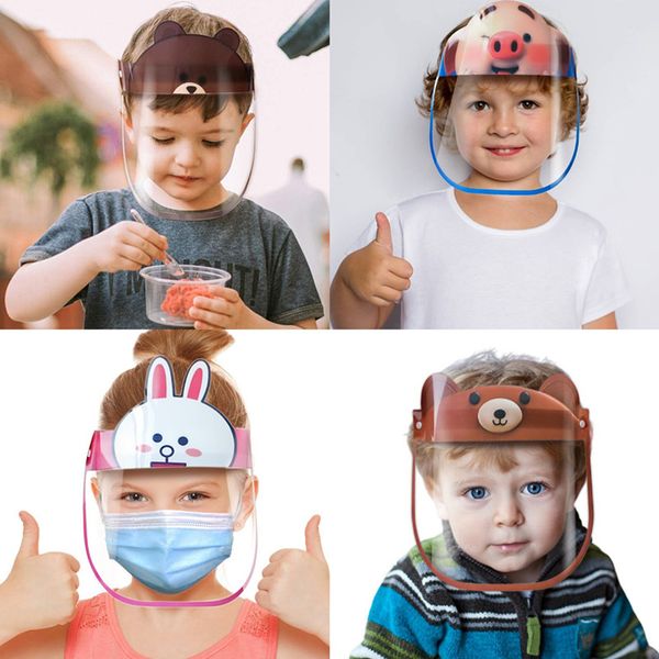 

US Stock Comfortable Kids Unicorn Shark Rabbit Protective Mask Anti-Fog Anti-UV Transparent PET Children Face Shield Mask For Boys Girls