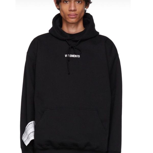 

19fw vetements 2020 autumn winter hoodie label letter printed pullovers fashion hooded sweatshirt highstreet outwear hfymwy257, Black