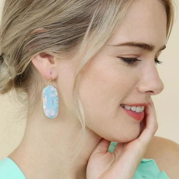 

gold tone designer inspired abalone stone drops dangle drop statement earrings for women natural stone drops oval shape k s new, Silver