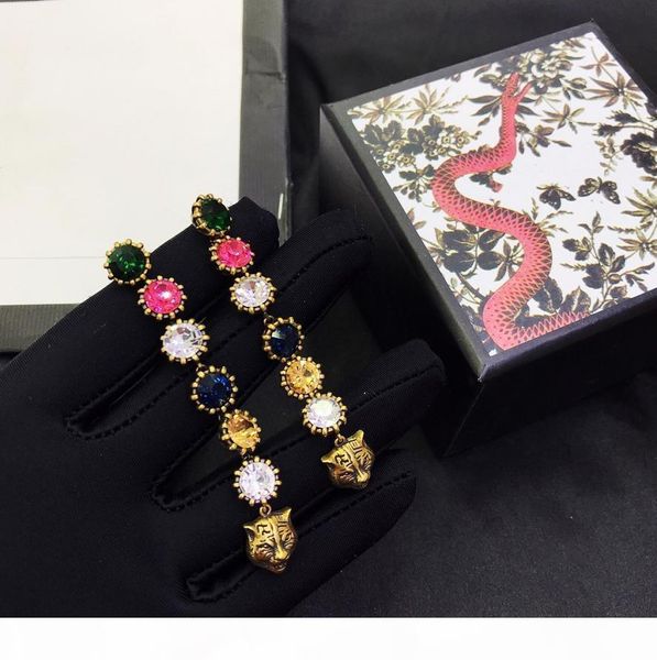 

luxury and colorful diamond earrings from europe and america are selling leopard jackpot diamond fashionable earrings, Golden