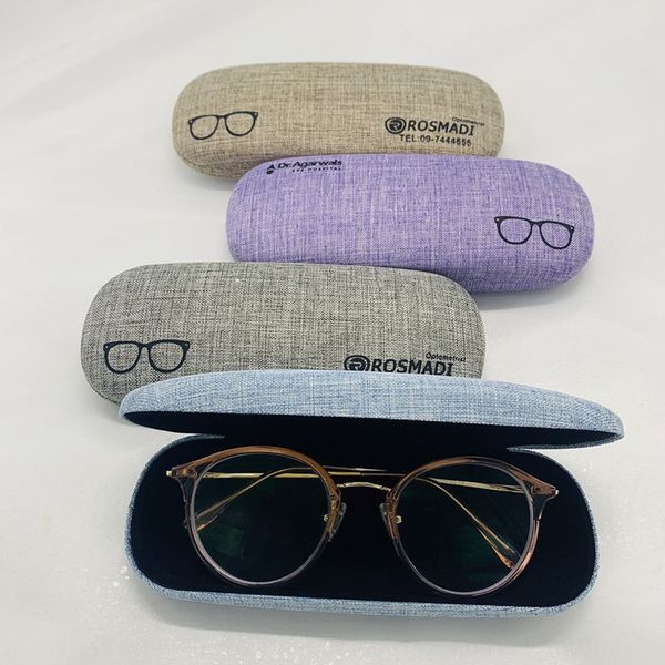 

linen case case myopia student frame glasses box myopia glasses box can be printed, Blue