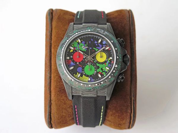 

tw produces carbon fibre mens watch 7750 movement watches men automatic three-eye multi-function timing mens watches montre de luxe, Slivery;brown