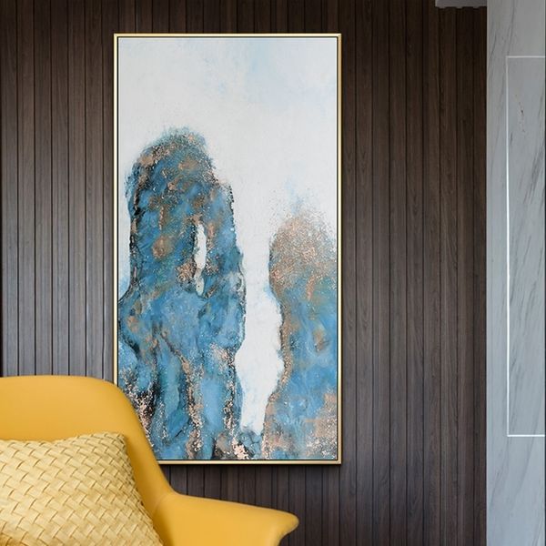 

modern abstract oil painting large canvas art blue posters & prints nordic scandinavian wall art pictures for living room home decor