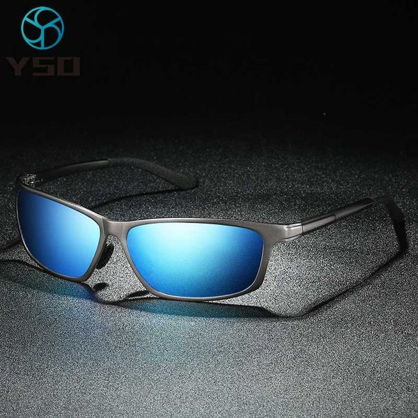 

yso aluminium frame sports sunglasses for men polarized uv protection glasses for car driving men brand blue goggles 514, White;black