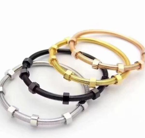 

k home explosions six nail screw bracelet titanium steel opening men and women couple six nut bracelet, Slivery;golden