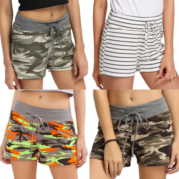 

casual wide leg shorts female summer womens floral print mid waist elastic loose shorts waist ringer pantalones for feminino 30p#4061, White;black