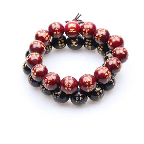 

15mm pulseras mens women wood beads bracelets great compassion mantra tibetan buddhist buddha bracelet meditation prayer jewelry, Golden;silver