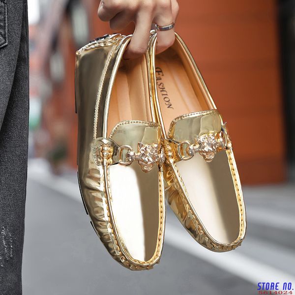 

gold silver glitter leather shoes male casual soft driving shoes men light lazy boat loafers big size 48, Black